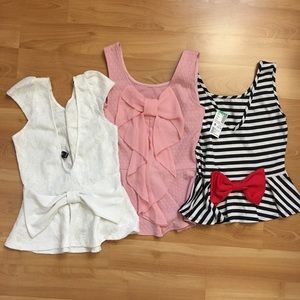 M Papaya/Windsor Peplum Bow Back Top